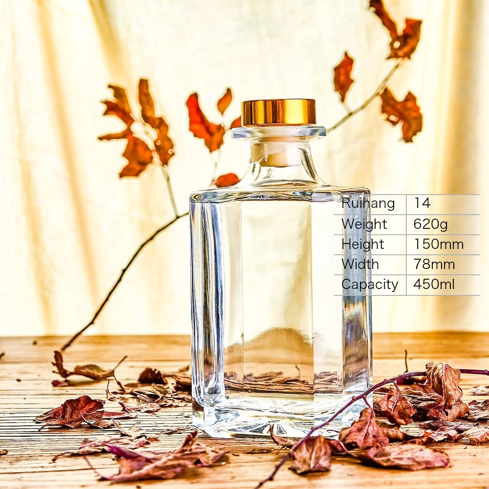 450ml Rectangular Facet Spirit Bottle - RH14