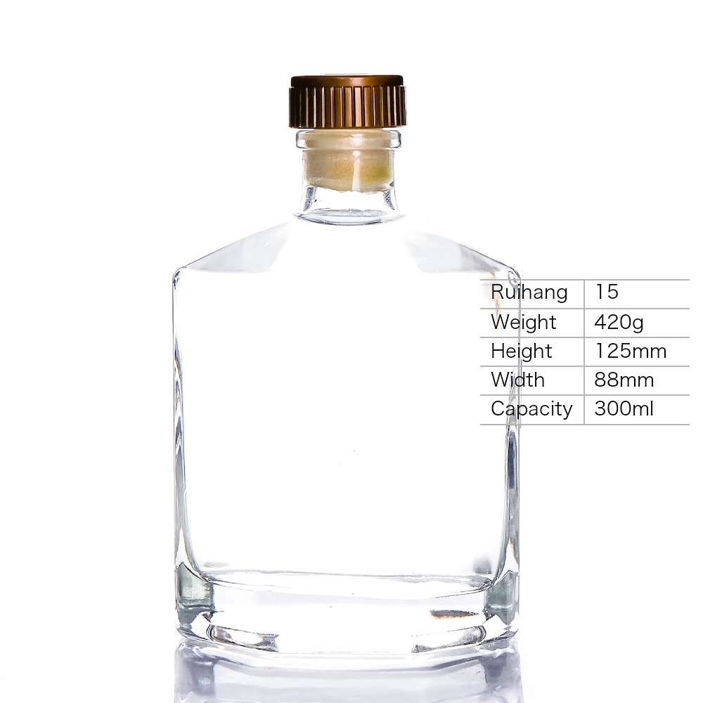 300ml Oval Facet Spirits Glass Bottle - RH15