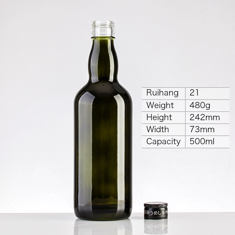 500ml Traditional Dark Green Whiskey Bottle - RH21