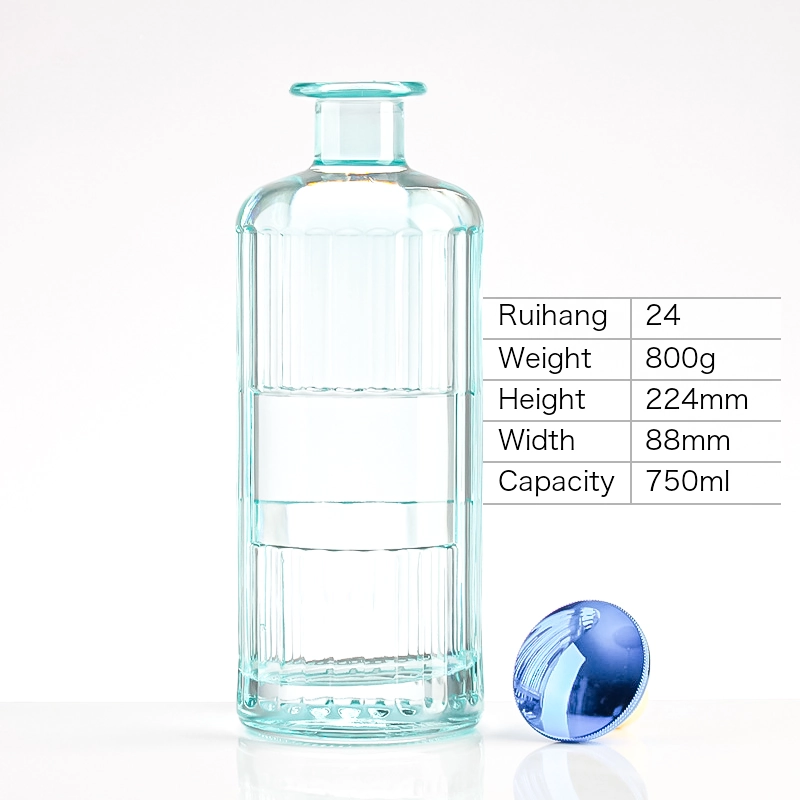 750ml Light Blue Fluted Cylindrical Bottle - RH24