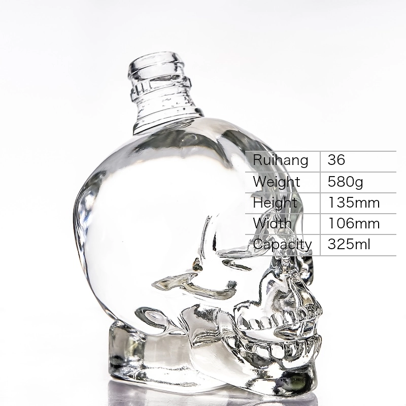 325ml Unique Skull Shaped Glass Spirit Bottle - RH36