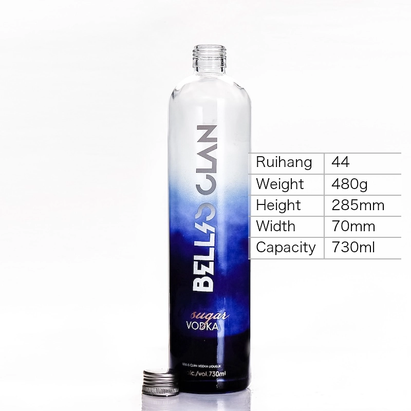 730ml Blue Color-Coated Vodka Glass Bottle - RH44