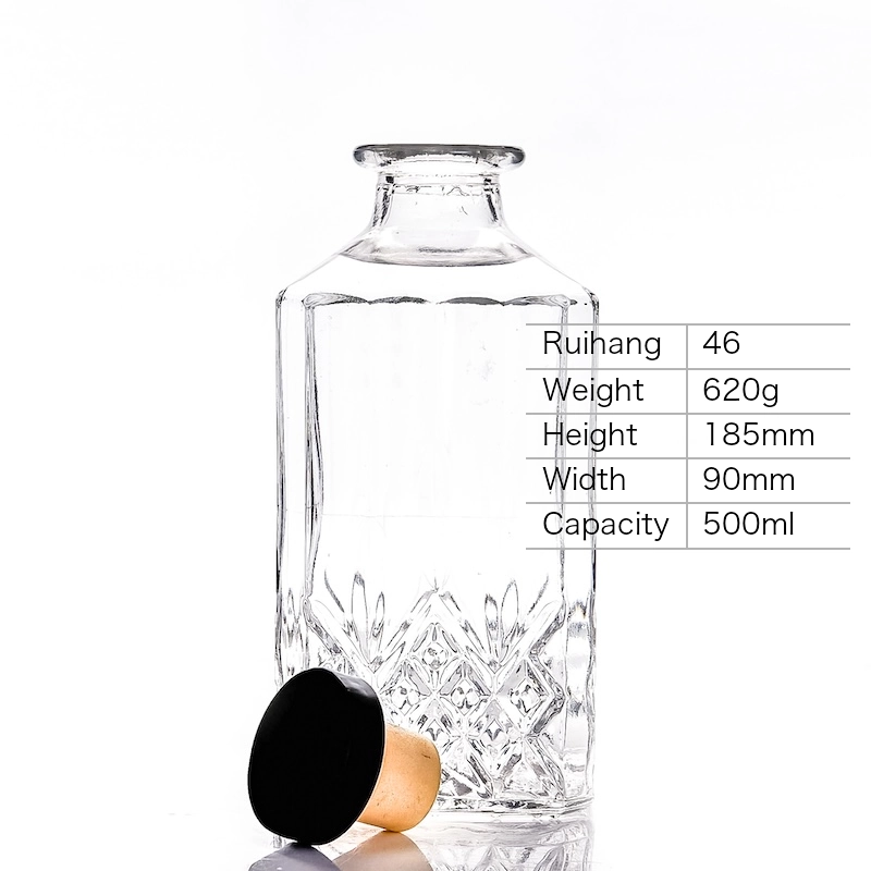 500ml Crystal Pattern Premium Glass Bottle - RH46
